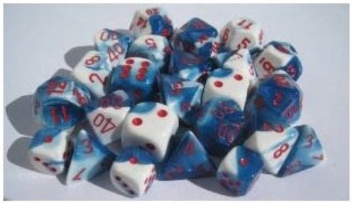 Gemini 12 * D6 Astral-Blue / Red 16mm Chessex Dice (CHX26657)