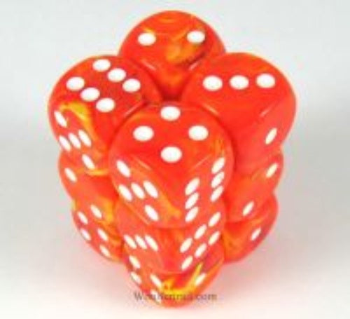 Vortex 12 * D6 Solar / White 16mm Chessex Dice (CHX27623)