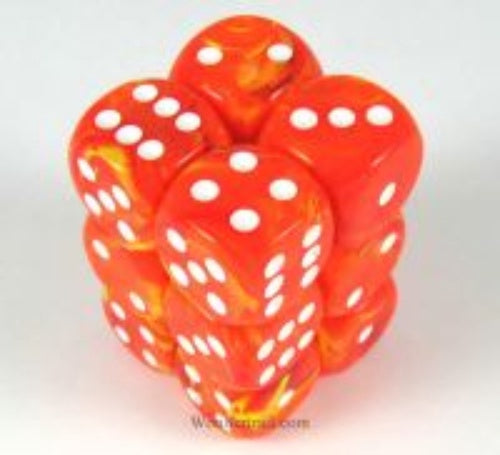 Vortex 12 * D6 Solar / White 16mm Chessex Dice (CHX27623)