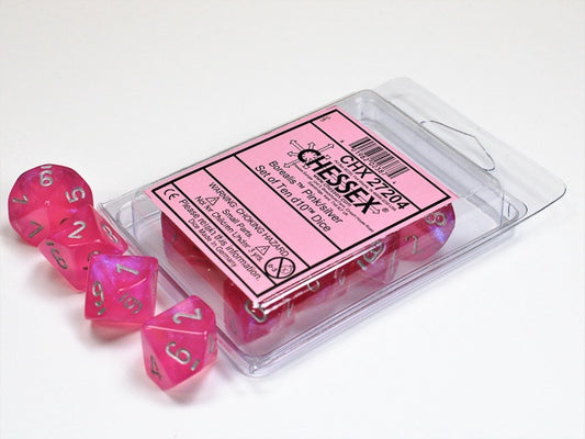 Borealis 10 * D10 Pink / Silver Chessex Dice (CHX27204*)