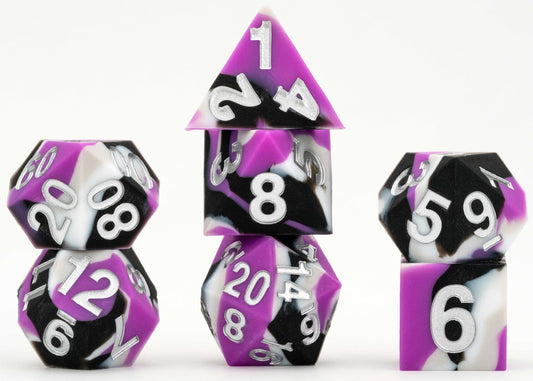 Silicone 7 Dice Set Sharp Edge Pride Asexual