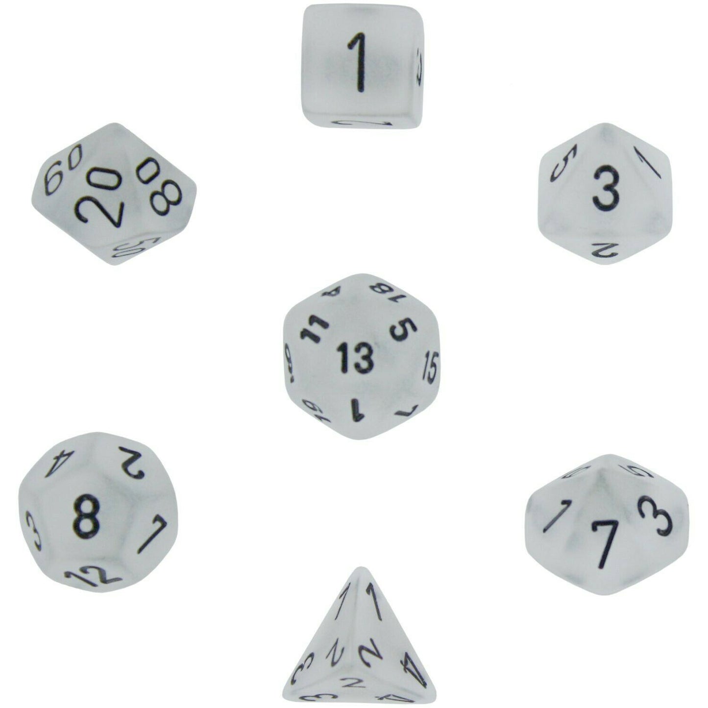 Chessex Frosted 7-Die Set Clear / Black