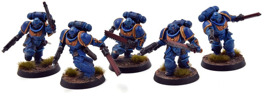 SPACE MARINES 5 Assault Intercessors #1 WELL PAINTED Warhammer 40K Ultramarines