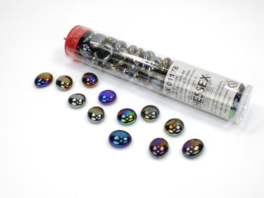 Glass Stones Black Opal Iridized Qty 40 5.5 inches Tube Chessex (CHX01178)