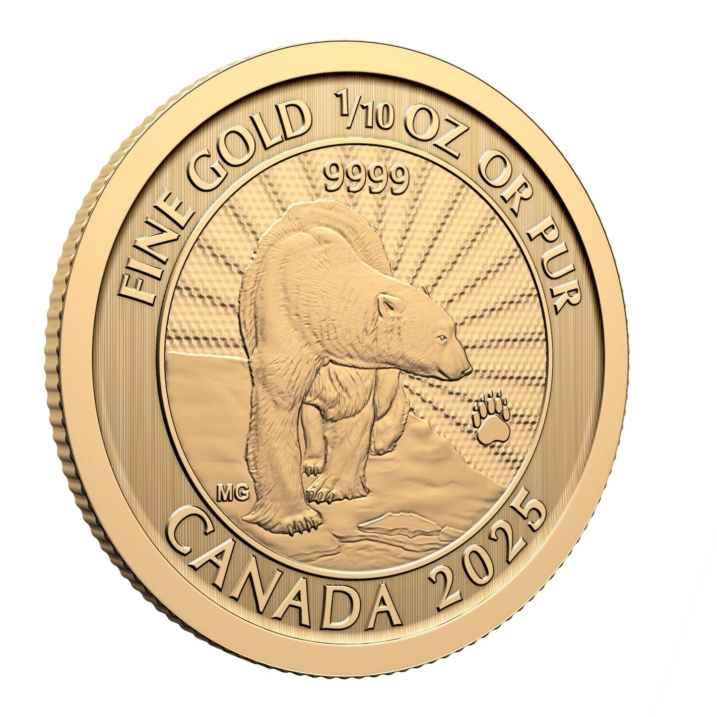 2025 The Majestic Polar Bear – 1/10 oz. 99.99% Pure Gold Coin (Premium Bullion)(249590)