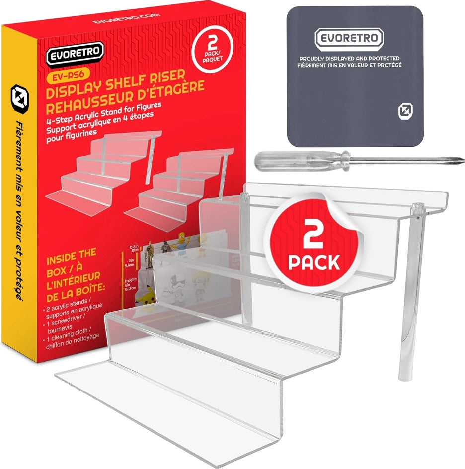 EvoRetro Acrylic Display Stand 4-step 2pk