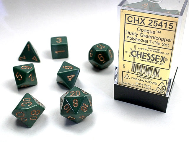 Opaque 7-Die Set Dusty Green / Copper Chessex Dice (CHX25415)