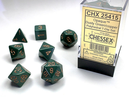 Opaque 7-Die Set Dusty Green / Copper Chessex Dice (CHX25415)