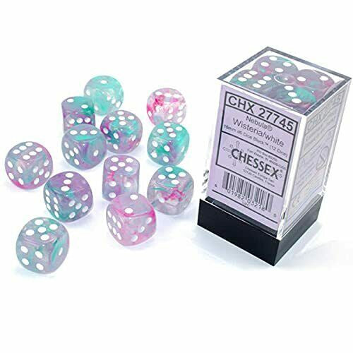Nebula 12 * D6 Wisteria / White Luminary 16mm Chessex Dice (CHX27745)
