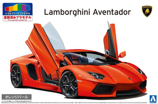 Aoshima 1/24 11 Lamborghini Aventador Orange Pearl Car