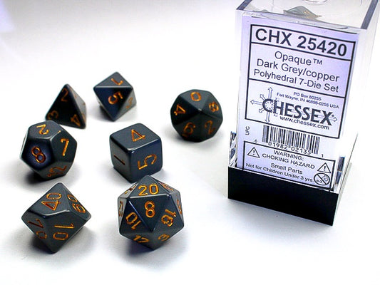 Opaque 7-Die Set Dark Grey / Copper Chessex Dice (CHX25420)