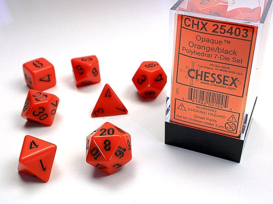 Opaque 7-Die Set Orange / Black Chessex Dice (CHX25403)