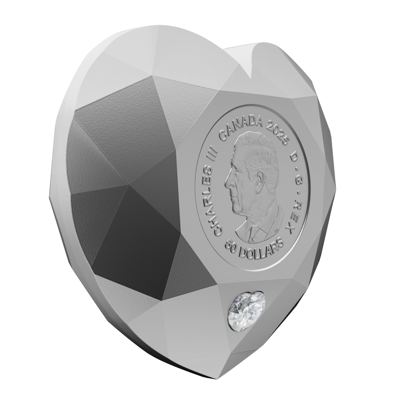 $50 Fine Silver Diamond Shaped Coin – Heart Diamond