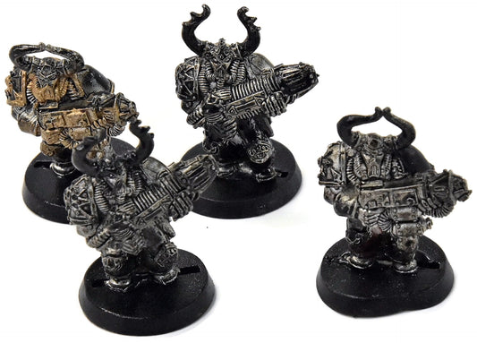CHAOS SPACE MARINES 4 Chaos Marines With Special Weapons METAL missing backpack