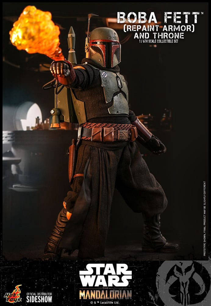 Coffret figurine Boba Fett (armure repeinte) et trône à l'échelle 1/6 par Hot Toys