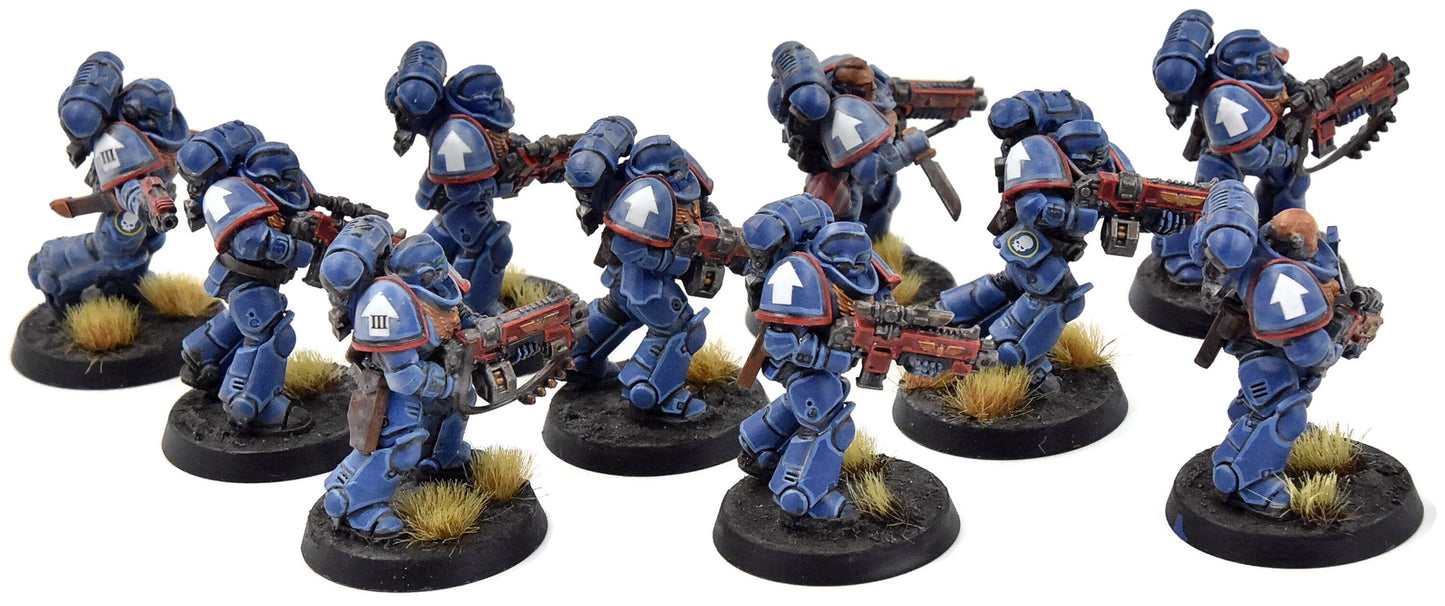 SPACE MARINES 10 Intercessors #2 WELL PAINTED Ultramarines 40K