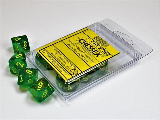 Borealis 10 * D10 Maple Green / Yellow Chessex Dice (CHX27365)
