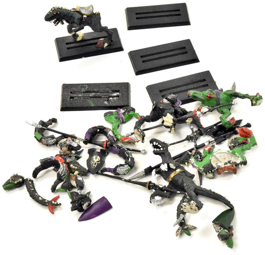 DARK ELF 5 Dark Elves Cold One Riders #1 METAL Missing Shields Warhammer Fantasy