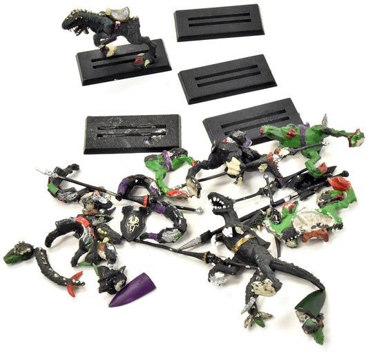 DARK ELF 5 Dark Elves Cold One Riders #1 METAL Missing Shields Warhammer Fantasy