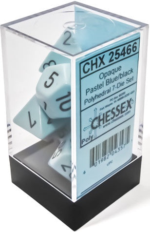 Opaque 7-die Set Polyhedral Pastel Blue/black