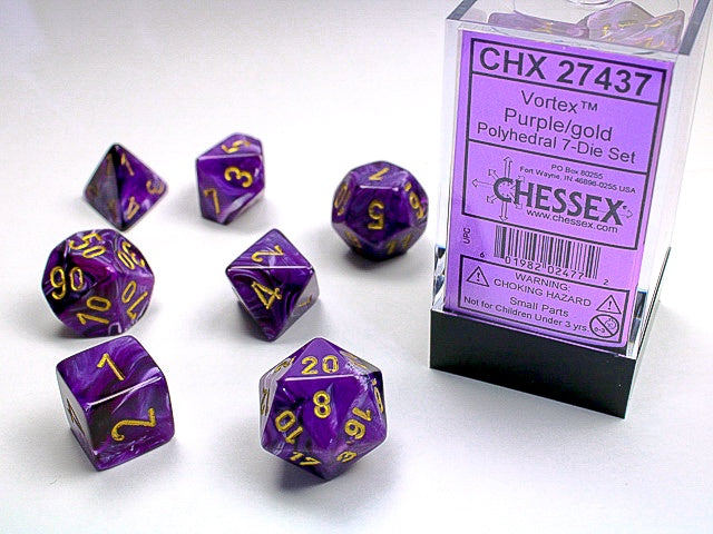 Vortex 7-Die Set Purple / Gold Chessex Dice (CHX27437)