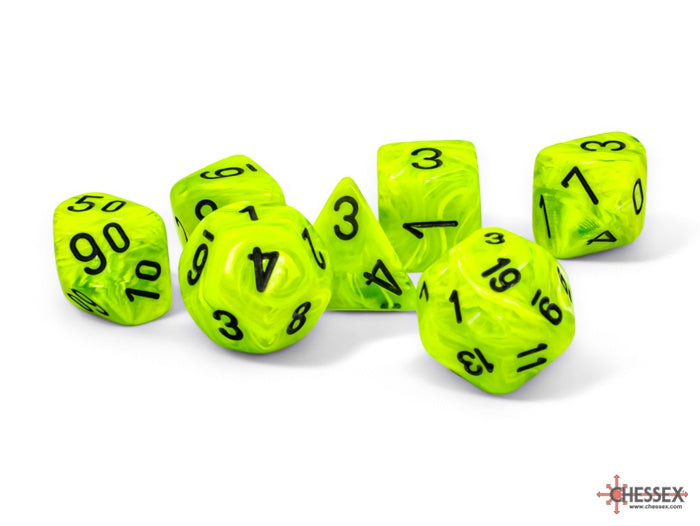 Mega-hedral 7-Die Set Vortex Bright Green / Black Chessex Dice (CHX22430)