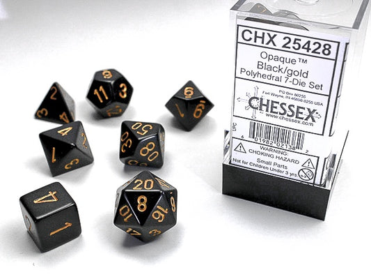 Opaque 7-Die Set Black / Gold Chessex Dice (CHX25428)