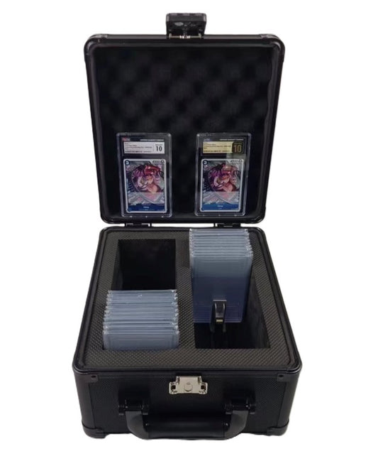 EvoRetro Graded Card Storage Box Heavy Duty 2 Rows Black/aluminum