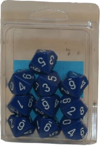 Opaque 10 * D10 Blue / White Chessex Dice (CHX26206)