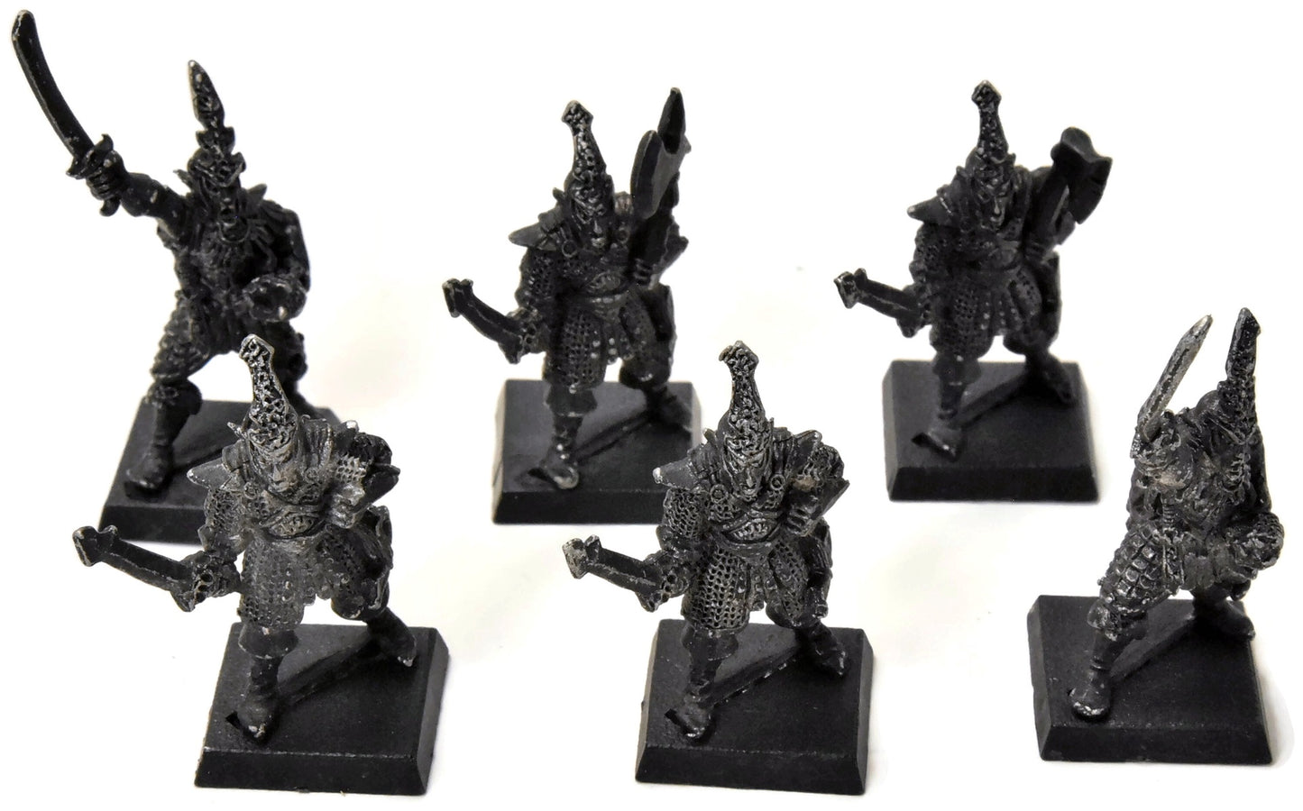 DARK ELVES 6 MENGIL MANHIDES Trooper #1 CLASSIC METAL Warhammer Fantasy