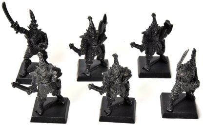 DARK ELVES 6 MENGIL MANHIDES Trooper #1 CLASSIC METAL Warhammer Fantasy