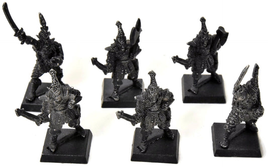 DARK ELVES 6 MENGIL MANHIDES Trooper #1 CLASSIC METAL Warhammer Fantasy