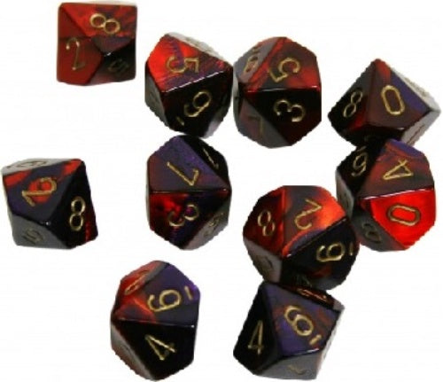 Gemini 10 * D10 Purple-Red / Gold Chessex Dice (CHX26226)