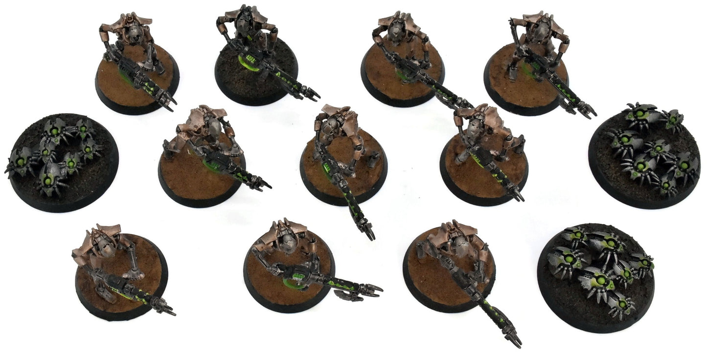 NECRONS 10 Necron Warriors #1 WELL PAINTED Warhammer 40K With 3 Scarabs