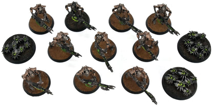 NECRONS 10 Necron Warriors #1 WELL PAINTED Warhammer 40K With 3 Scarabs