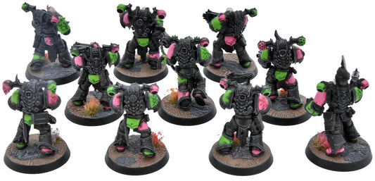 CHAOS SPACE MARINES 10 Legionaries #1 WELL PAINTED Emperor's Children 40K