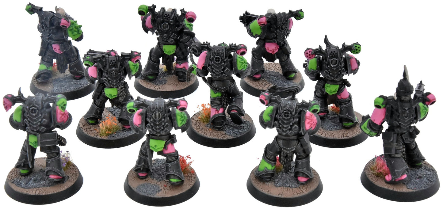 CHAOS SPACE MARINES 10 Legionaries #1 WELL PAINTED Emperor's Children 40K