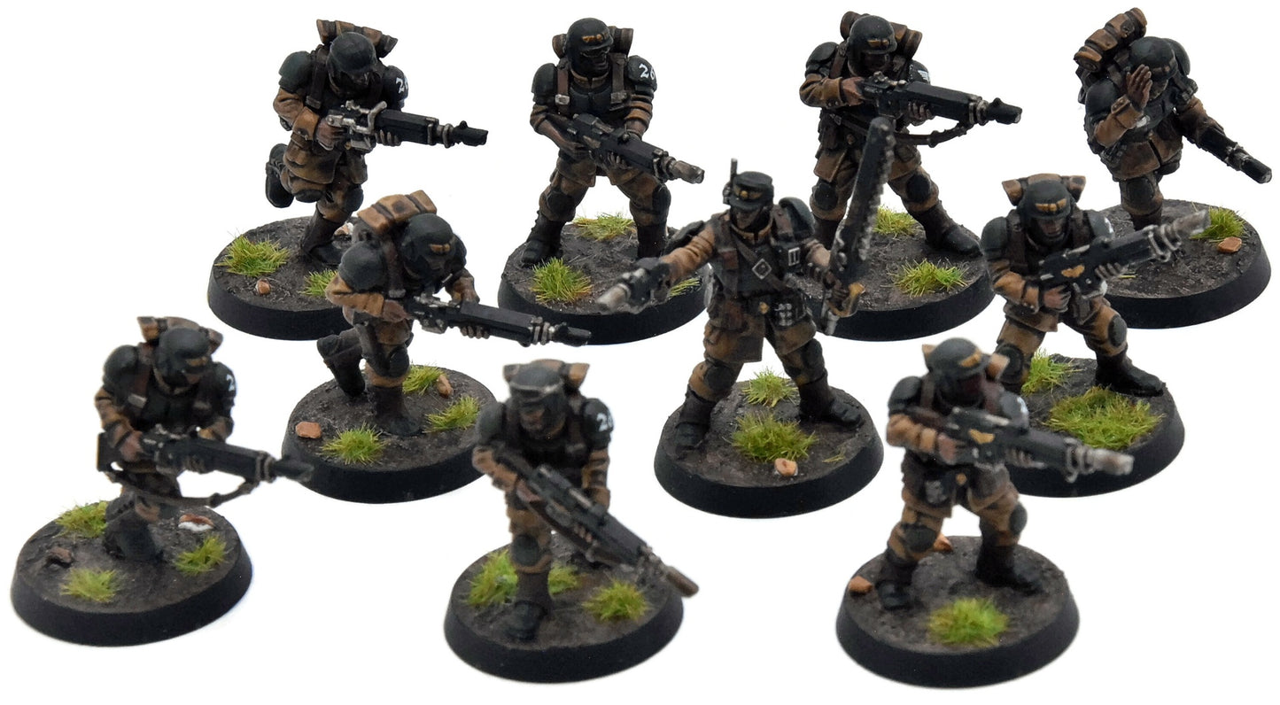 ASTRA MILITARUM 10 cadian shock troops #1 WELL PAINTED Warhammer 40K