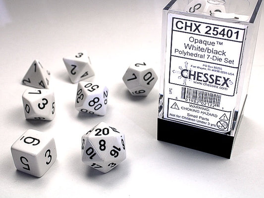 Opaque 7-Die Set White / Black Chessex Dice (CHX25401)