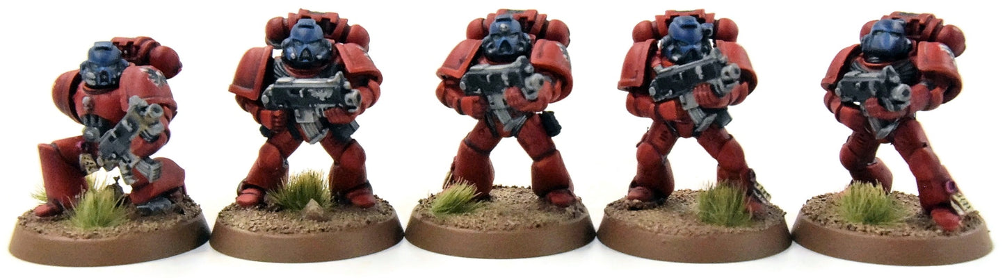BLOOD ANGELS 5 Tactical Marines #1 WELL PAINTED Warhammer 40K