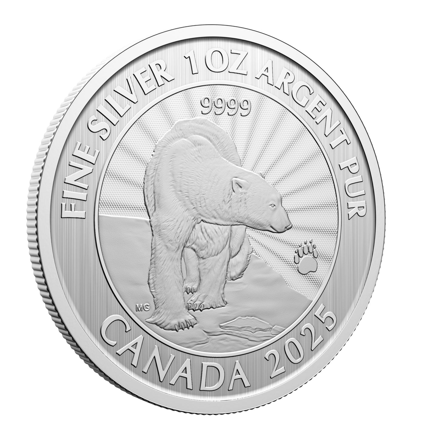2025 The Majestic Polar Bear – 1 oz. $5 99.99% Pure Silver Coin(249675)