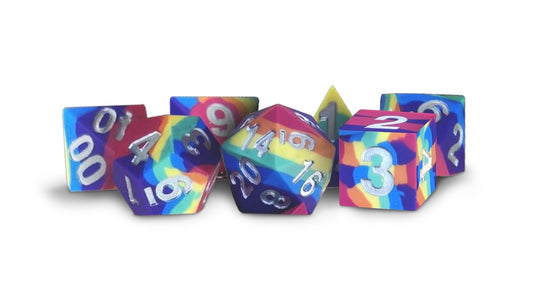 Silicone 7 Dice Set Rubber Rainbow 16mm