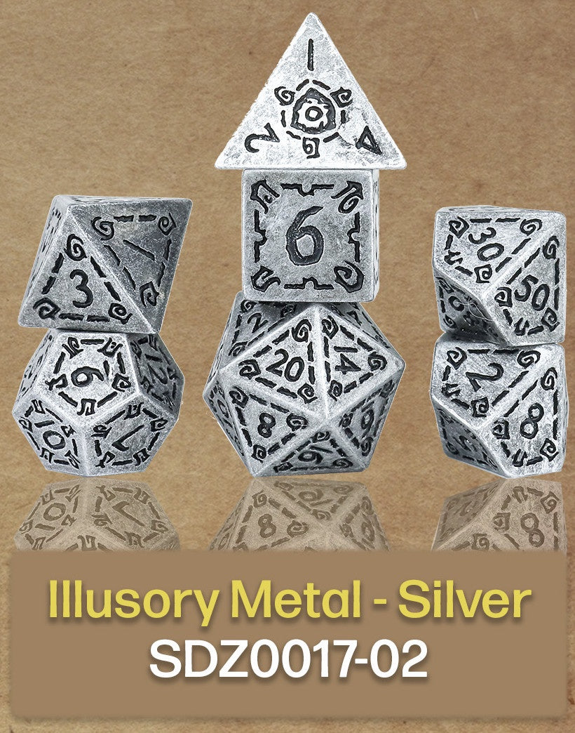 Sirius Dice Illusory Metal Silver 7-die Set