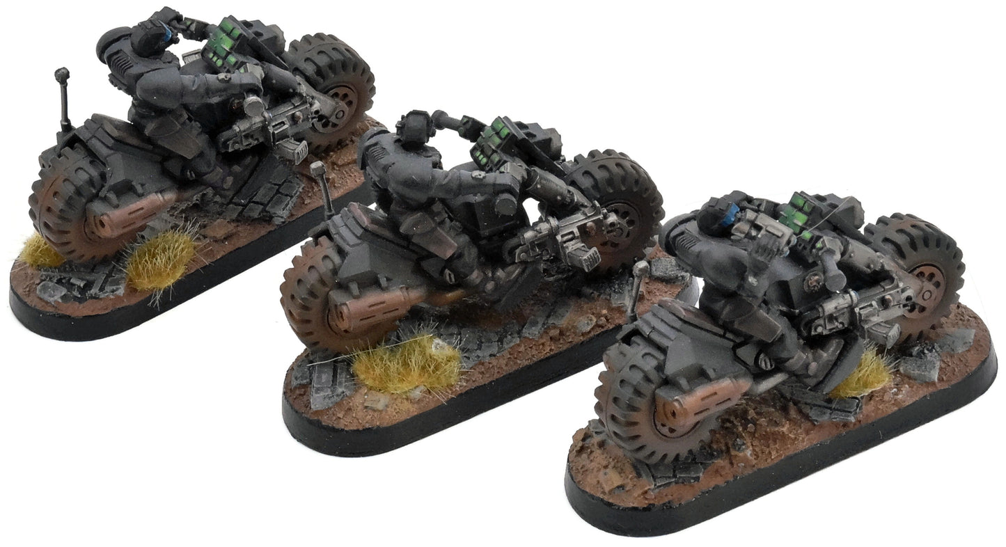 SPACE MARINES 3 Scout Bike #1 Warhammer 40K Raven Guard WELL PAINTED