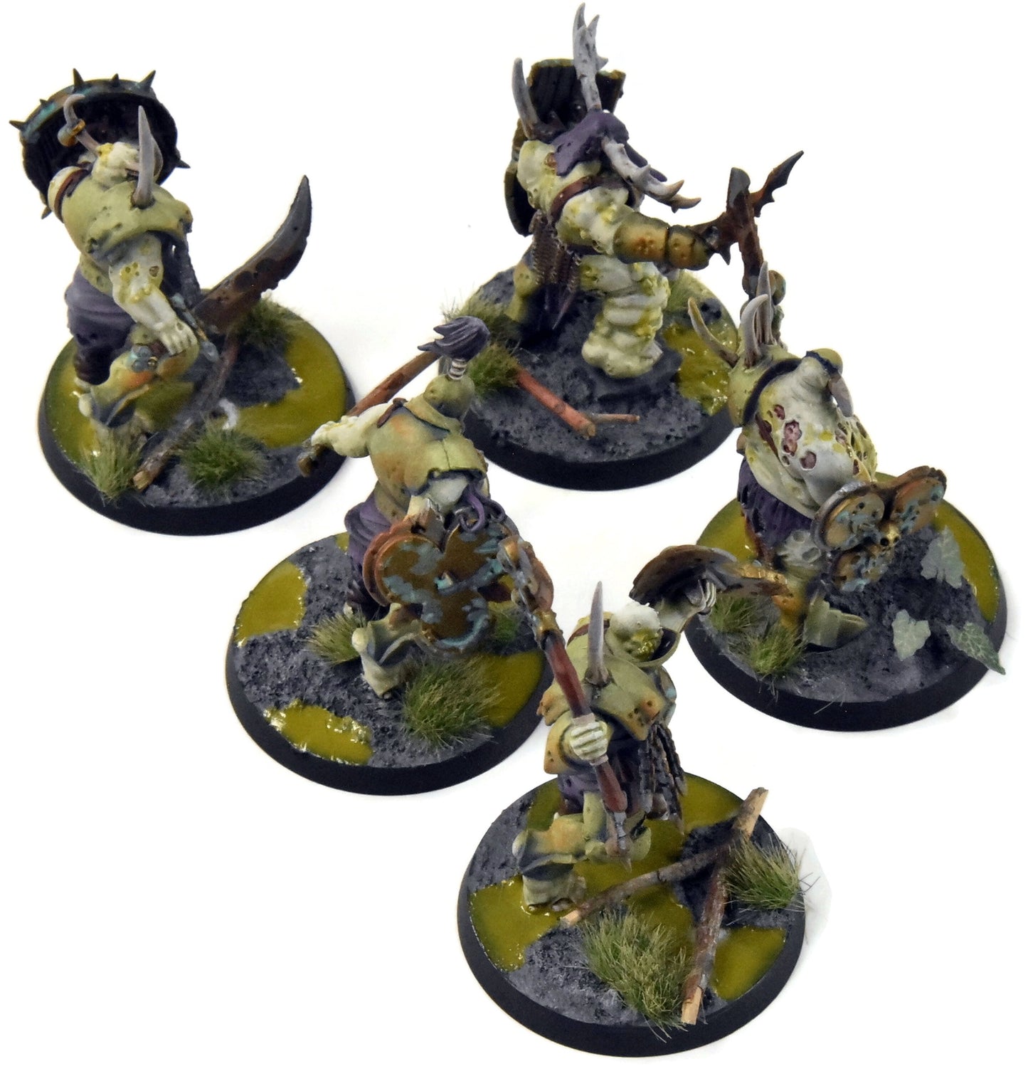 MAGGOTKIN OF NURGLE 5 Putrid Blightkings #1 Converted WELL PAINTED Sigmar