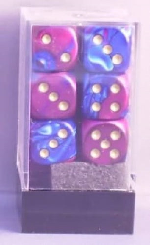 Gemini 12 * D6 Blue-Purple / Gold 16mm Chessex Dice (CHX26628)