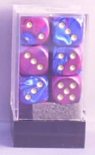 Gemini 12 * D6 Blue-Purple / Gold 16mm Chessex Dice (CHX26628)