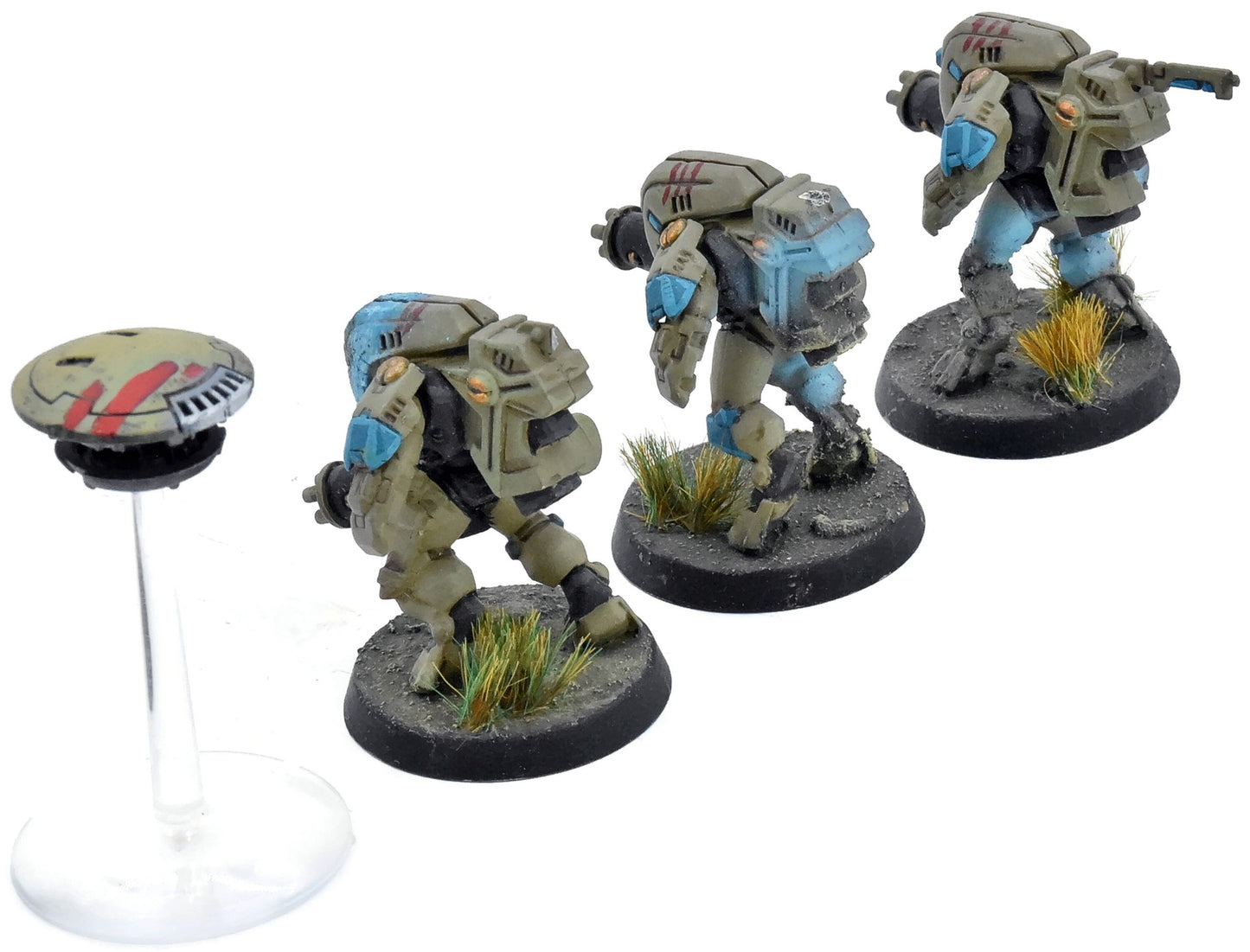 TAU EMPIRE 3 Xv25 Stealth Battlesuits With Drones #2 WELL PAINTED Warhammer 40K