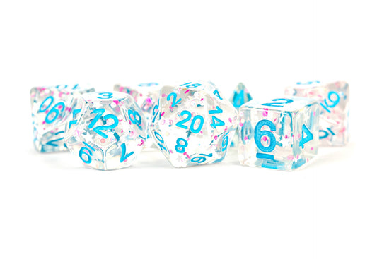 Resin 7 Dice Set Clear Confetti 16mm