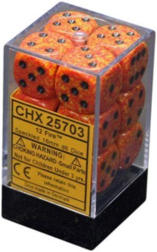 Speckled 12 * D6 Fire 16mm Chessex Dice (CHX25703)